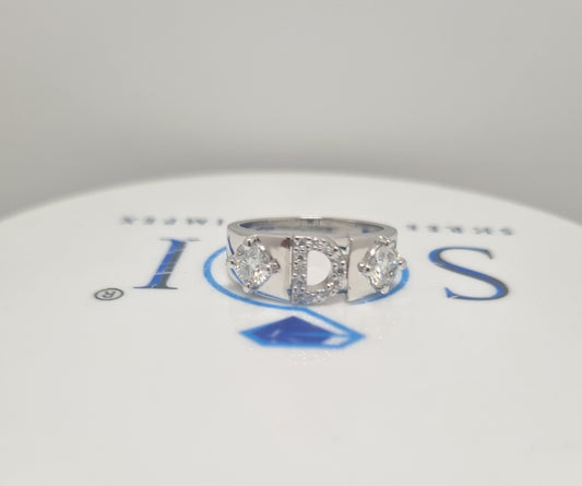 1.5ctw Round White D VVS1 Moissanite Studed Alfabetic 925 Sterling Silver Man's Ring