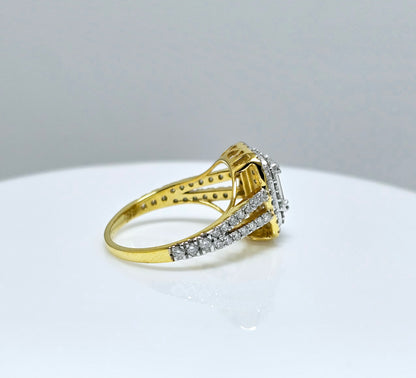 White D vvs1 Moissanite Diamond  Engagement Ring With 14k Yellow Gold