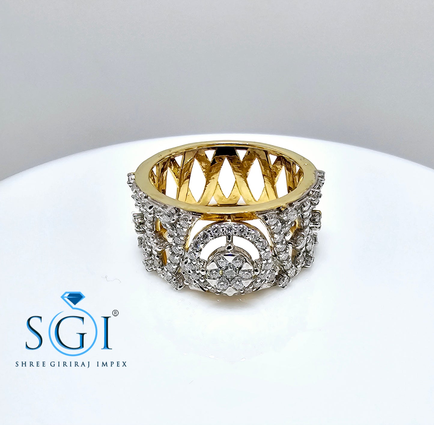 X design 925 Yellow Gold Plated Sterling Silver Ring With White D VVS1 Moissanite Diamond