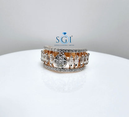 1.8ctw Fancy shape Moissanite Diamond Unisex Ring With 14k Rose Gold
