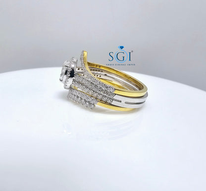 1.50ctw Moissanite Diamond Ring with Yellow and White Gold Engagement,  Wedding Ring