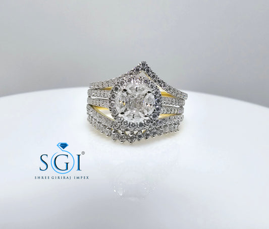 1.50ctw Moissanite Diamond Ring with Yellow and White Gold Engagement,  Wedding Ring