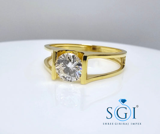 1ct E VS1 Lab Grown Diamond Unisex Ring With Yellow gold For Engagement,  Wedding, Solitaire Ring