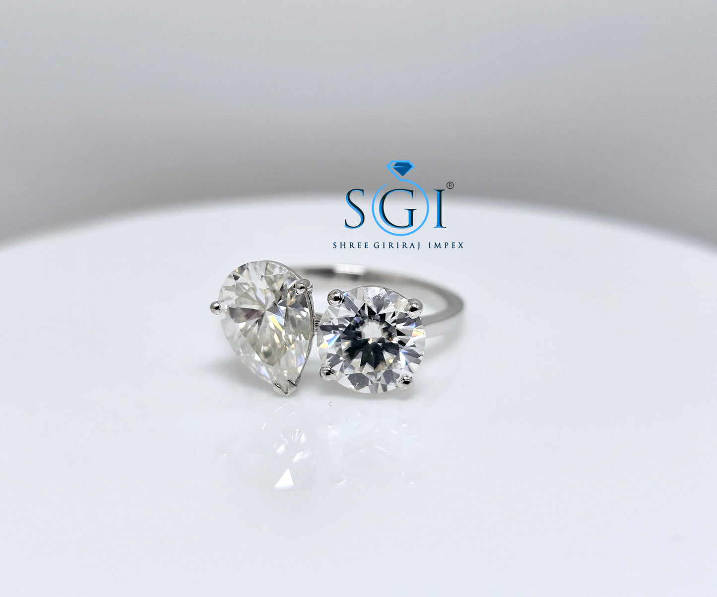 3.5ctw Solitaire White D vvs1 Moissanite Diamond Double Stone Ring With White Gold For Engagement Wedding and Gifts