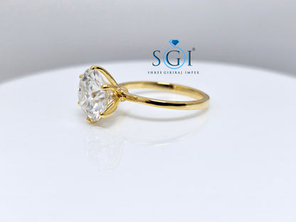 3ct E VS1 Lab Grown Diamond Solitaire Yellow Gold Ring For Wedding Engagement Gifts