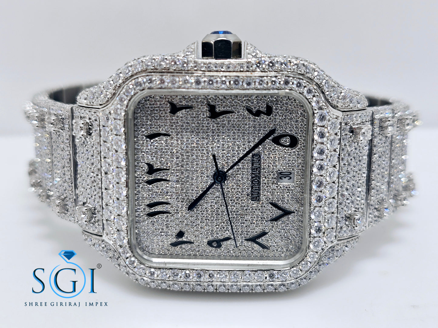 Moissanite Diamond Studded Fully Iced Out Man's Watch With New Brand like cartier