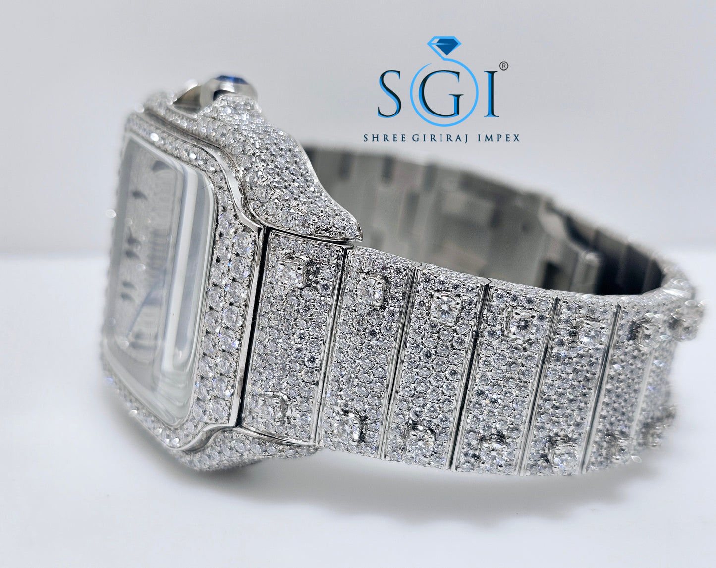 Moissanite Diamond Studded Fully Iced Out Man's Watch With New Brand like cartier