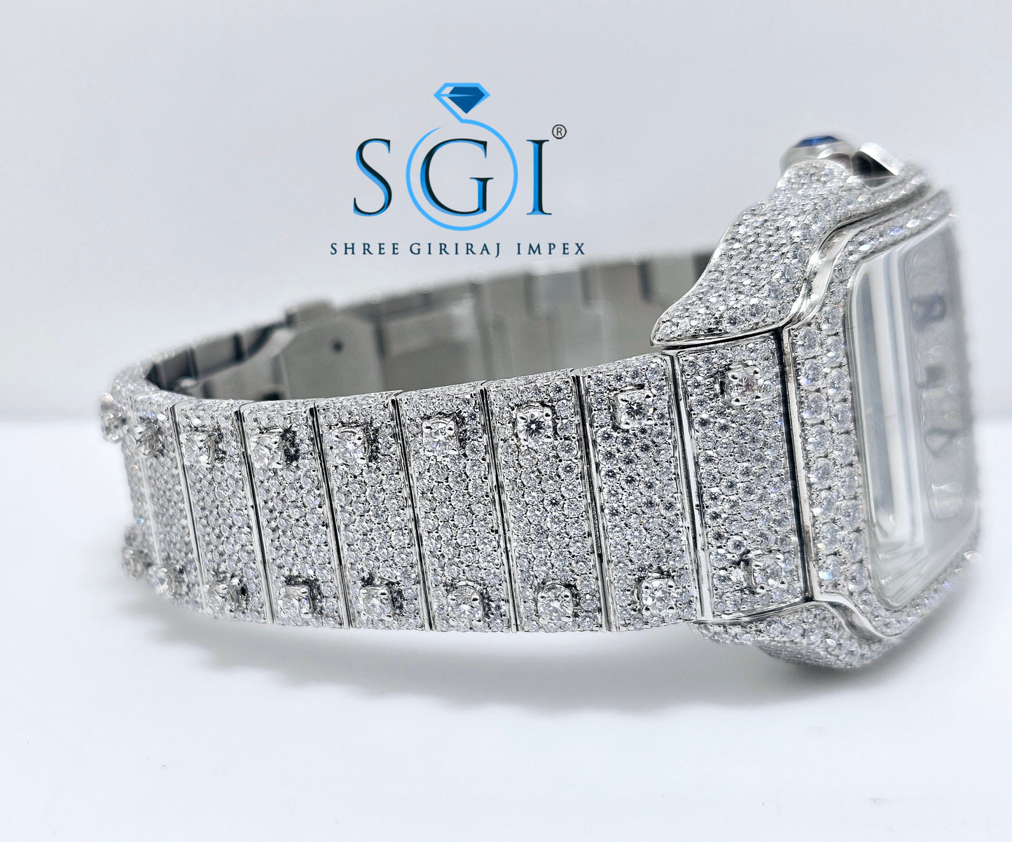 Moissanite Diamond Studded Fully Iced Out Man's Watch With New Brand like cartier
