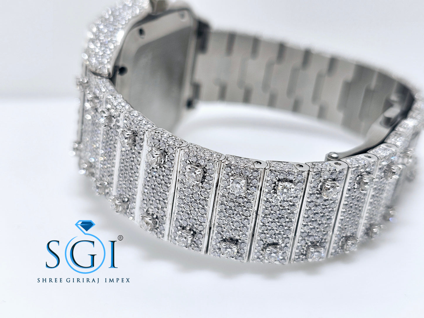 Moissanite Diamond Studded Fully Iced Out Man's Watch With New Brand like cartier