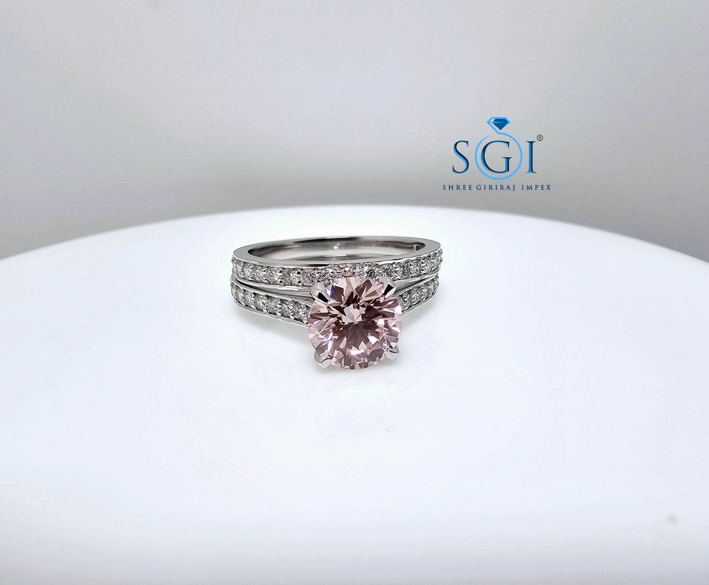 White Gold 1.73ctw Lab Grown Diamond Pink Engagement Ring – Timeless Elegance
