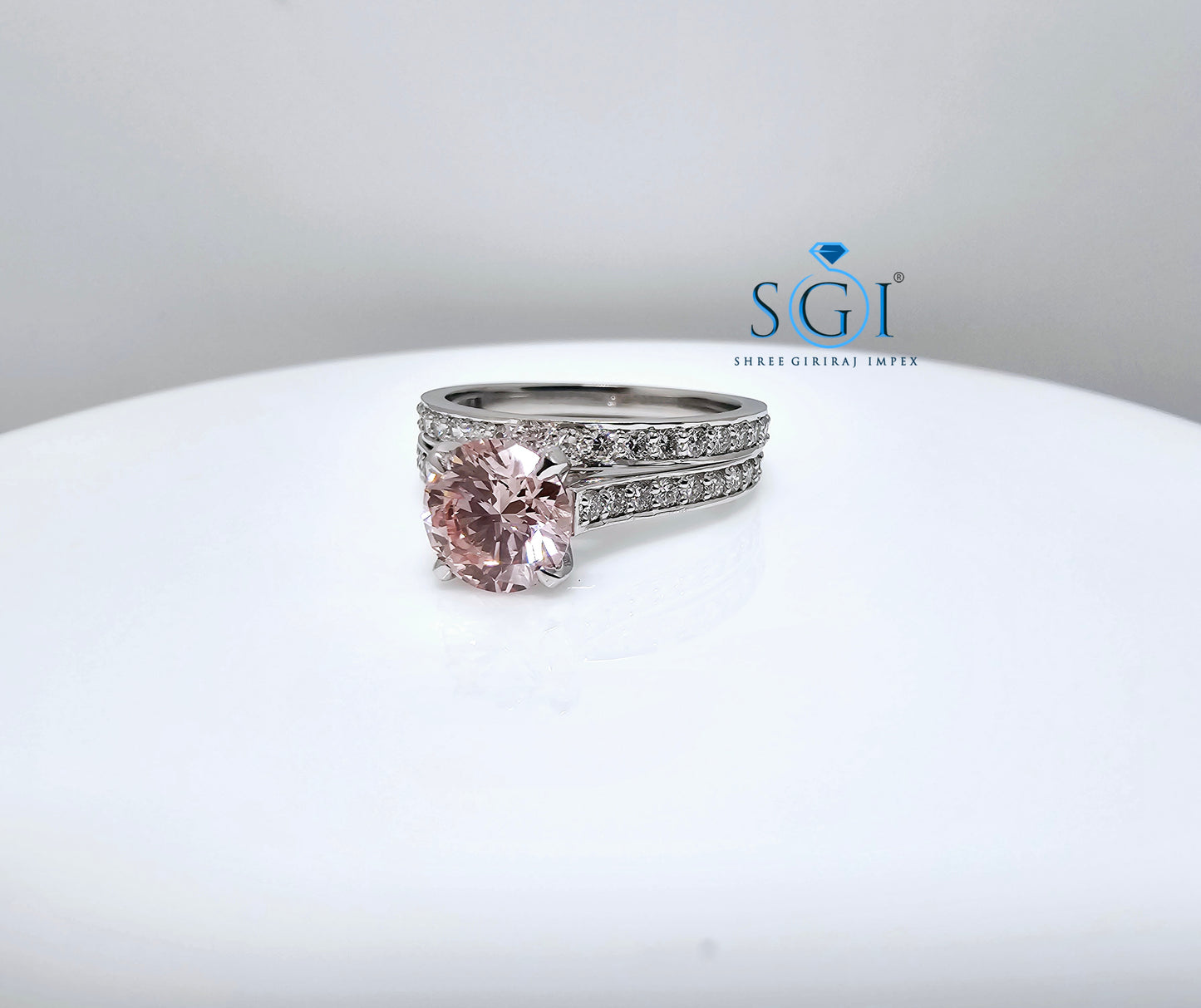 White Gold 1.73ctw Lab Grown Diamond Pink Engagement Ring – Timeless Elegance