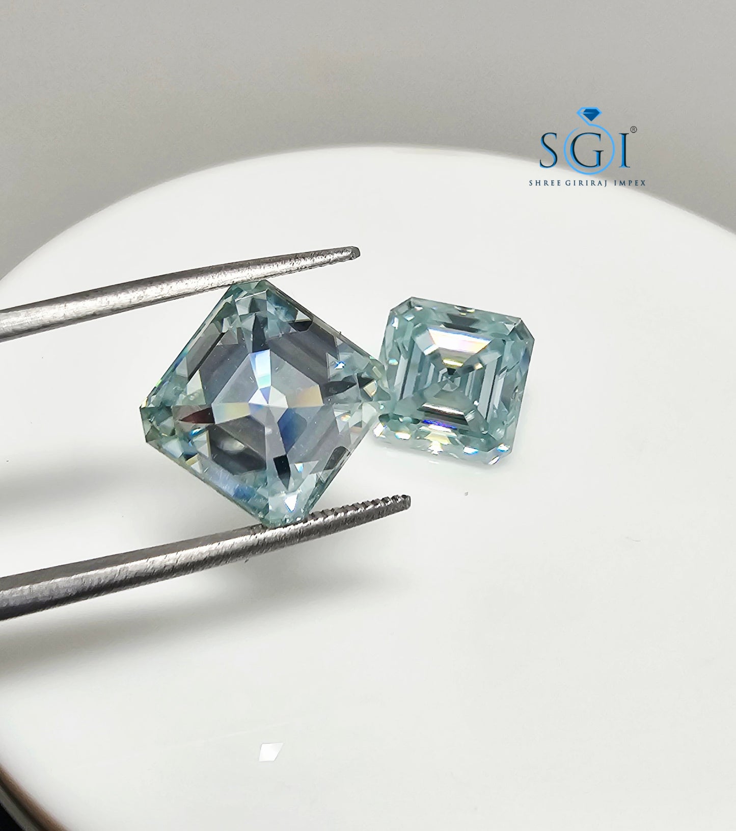 12mm Ascher Shape Aqua Light Blue Moissanite For Jewellery Rings Ear Ring Pendant