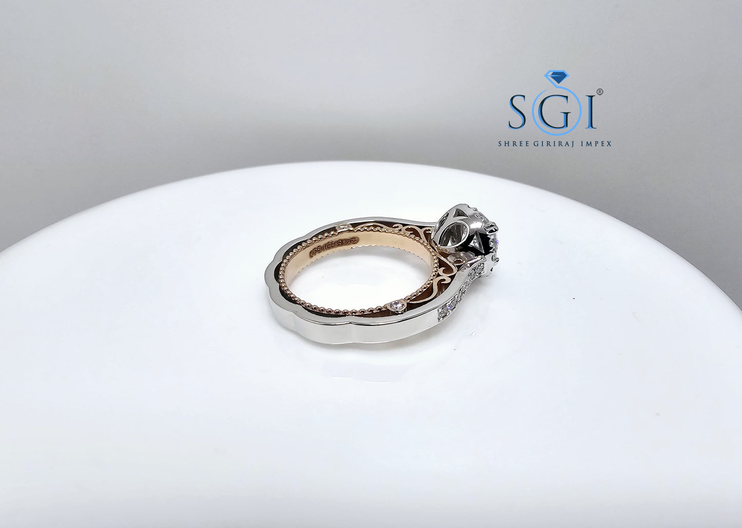 2ctw EF VVS/VS Lab Diamond Engagement Ring – Four Prong Round Cut in Dual Tone Rose Gold