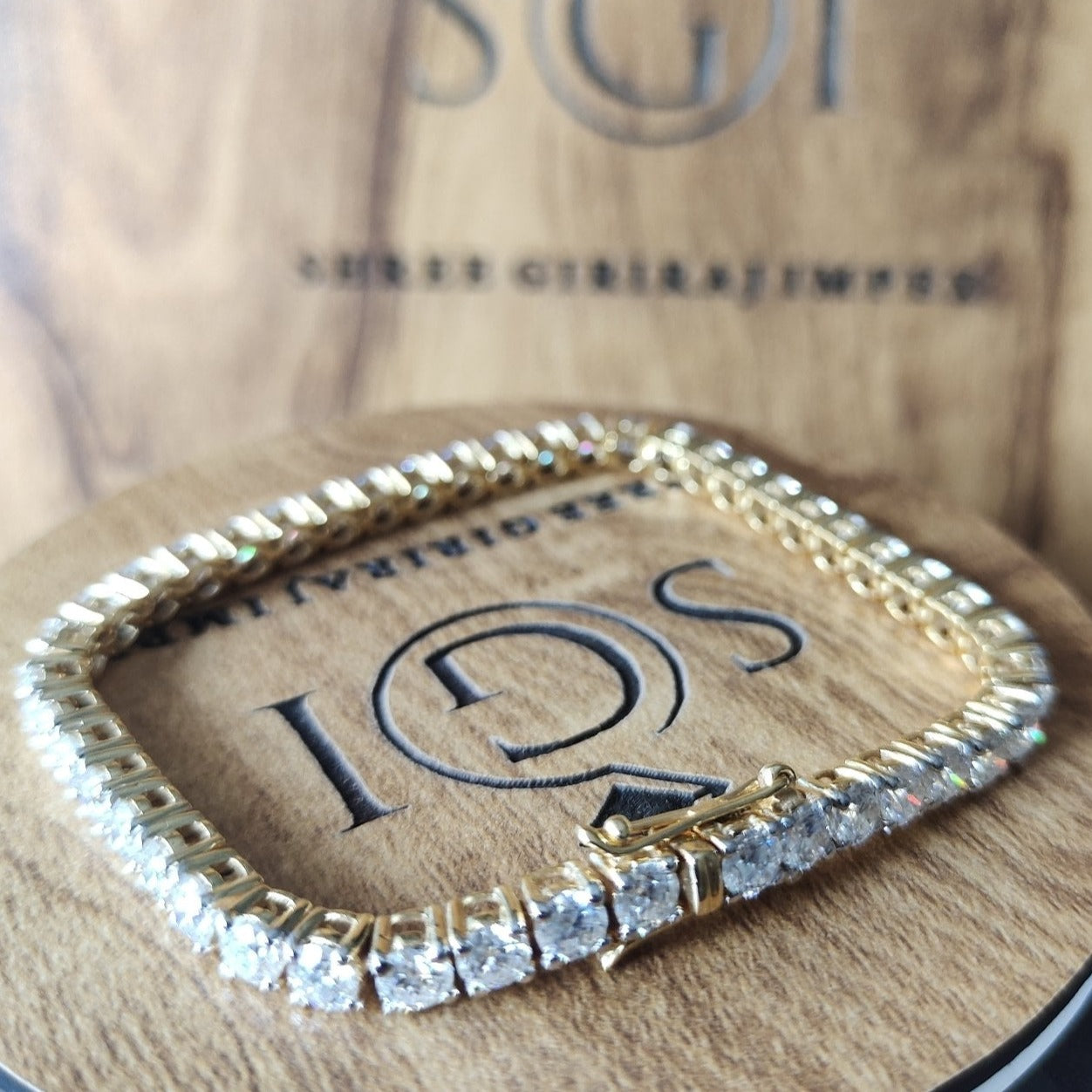 14k Yellow Gold Tennis Bracelet With 4mm White D VVS1Moissanite Diamond