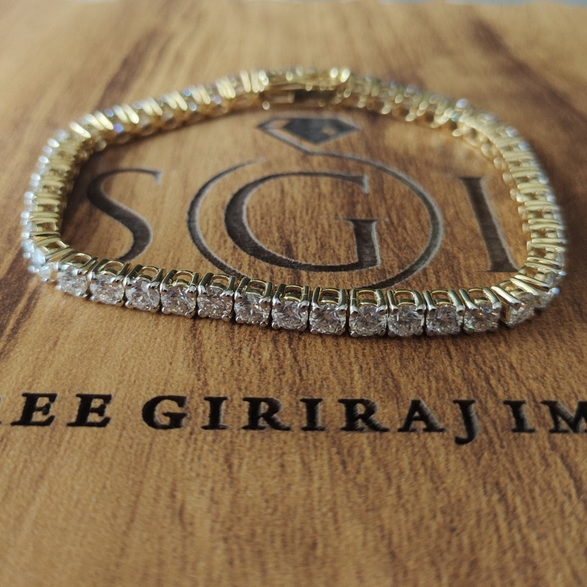 14k Yellow Gold Tennis Bracelet With 4mm White D VVS1Moissanite Diamond