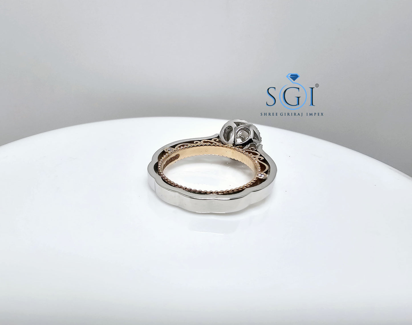 2ctw EF VVS/VS Lab Diamond Engagement Ring – Four Prong Round Cut in Dual Tone Rose Gold