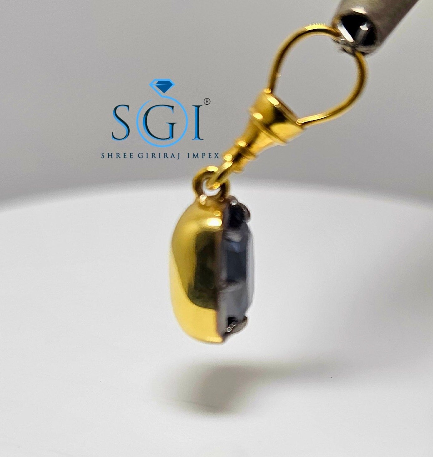 Royal Blue Moissanite Pendant: 3ct Old Mine Cushion, Yellow Gold