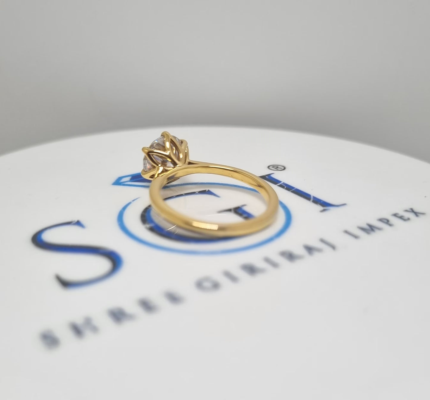 Yellow Gold 2 CT Lab Grown Diamond Engagement Ring – Solitaire Wedding Band