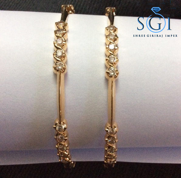 Indian Wedding Jewelry – 5.50 CTW Round Brilliant Moissanite Diamond Bangles | Bridal & Party Wear Thin Designer Gold Bangles for Women