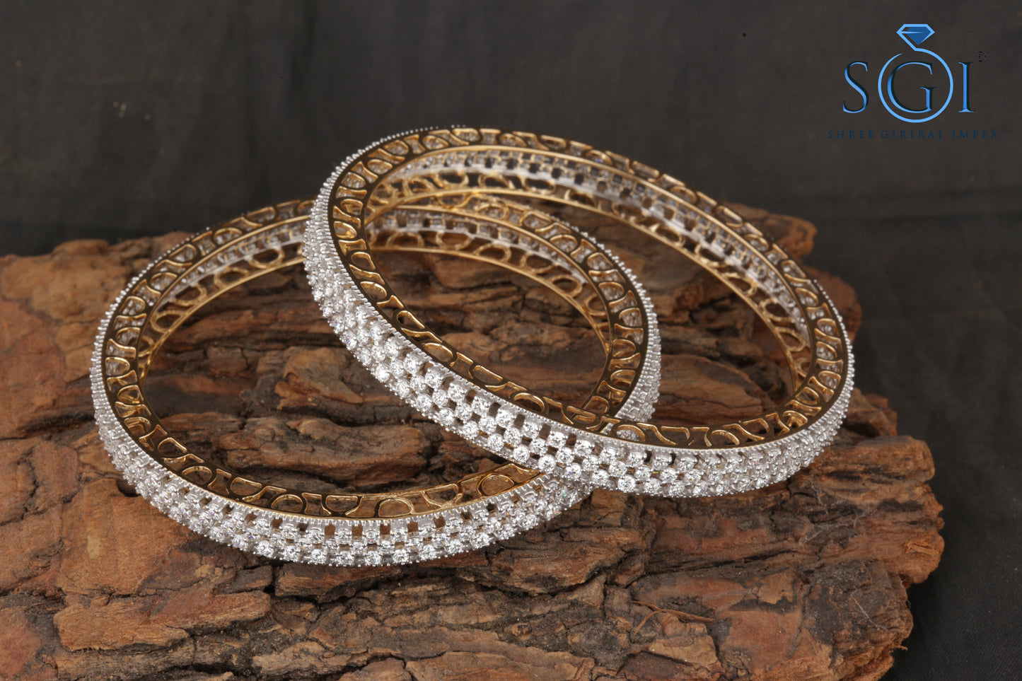 24ctw Moissanite Round Diamond Set of 2 Bangles, Wedding Bangles For Womens, Multi Diamonds Gold Bangles, Latest Real Diamond Ladies Bangles