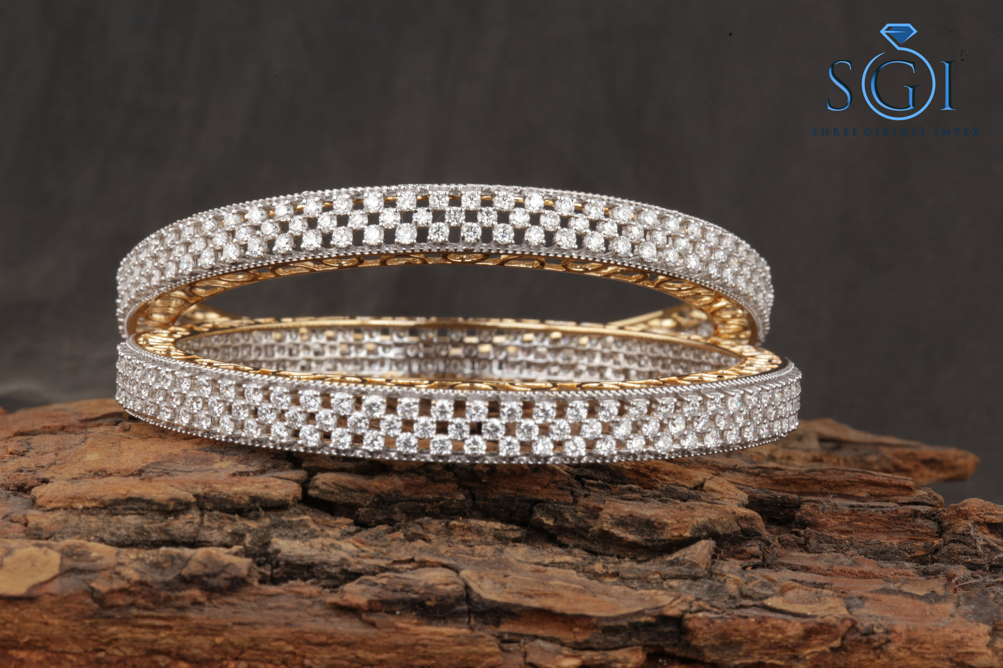 24ctw Moissanite Round Diamond Set of 2 Bangles, Wedding Bangles For Womens, Multi Diamonds Gold Bangles, Latest Real Diamond Ladies Bangles
