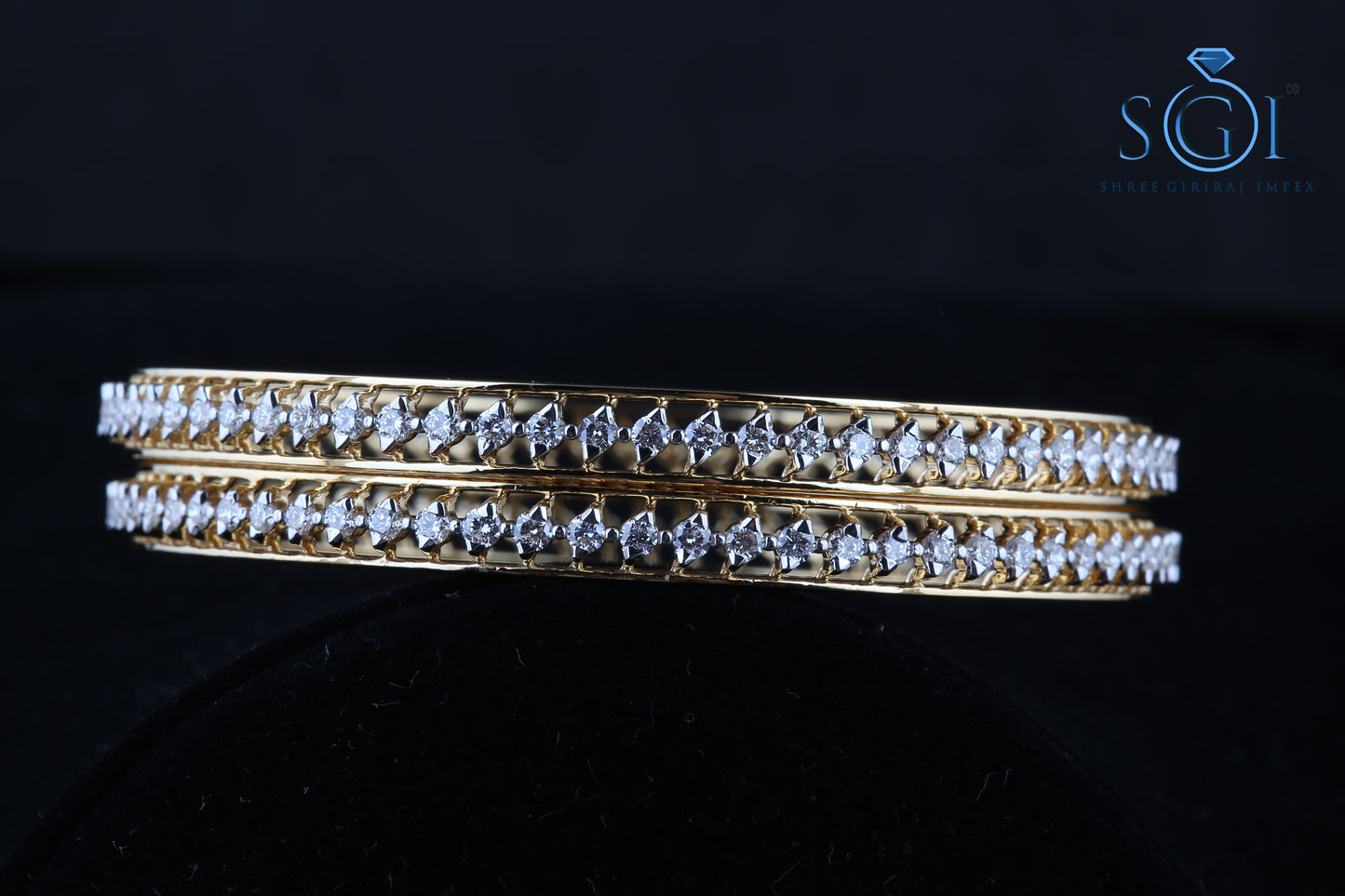 20ctw Moissanite Diamond Round 14k Yellow Gold Set Design, Latest Silver Claw Pattern Gold Diamond Bangle Set, Designer Bangle Set For Women, Wedding Bangles Collection Online