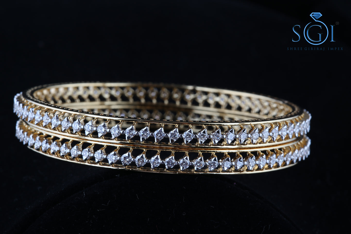 20ctw Moissanite Diamond Round 14k Yellow Gold Set Design, Latest Silver Claw Pattern Gold Diamond Bangle Set, Designer Bangle Set For Women, Wedding Bangles Collection Online