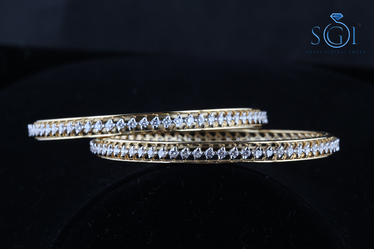 20ctw Moissanite Diamond Round 14k Yellow Gold Set Design, Latest Silver Claw Pattern Gold Diamond Bangle Set, Designer Bangle Set For Women, Wedding Bangles Collection Online