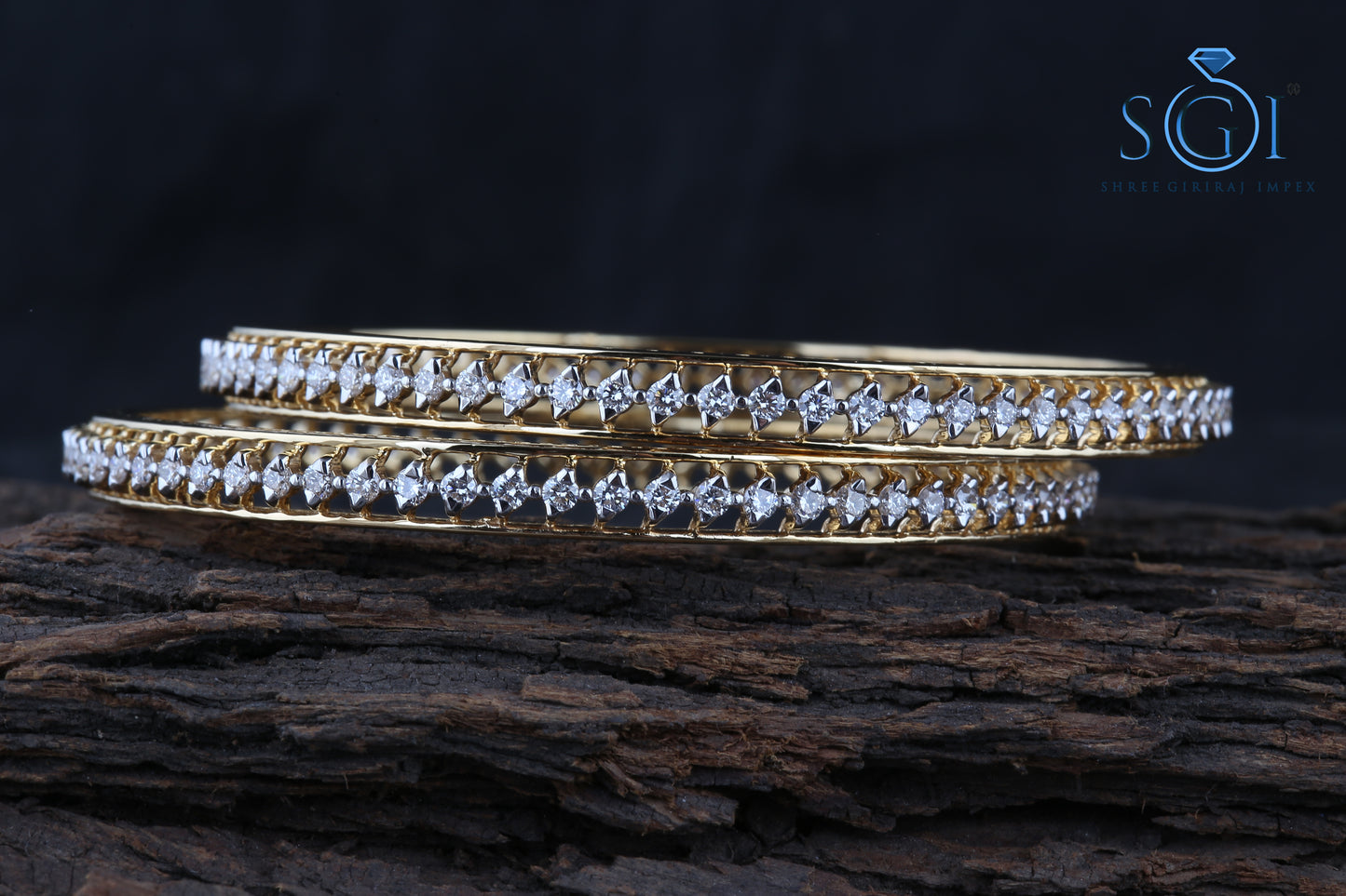 20ctw Moissanite Diamond Round 14k Yellow Gold Set Design, Latest Silver Claw Pattern Gold Diamond Bangle Set, Designer Bangle Set For Women, Wedding Bangles Collection Online