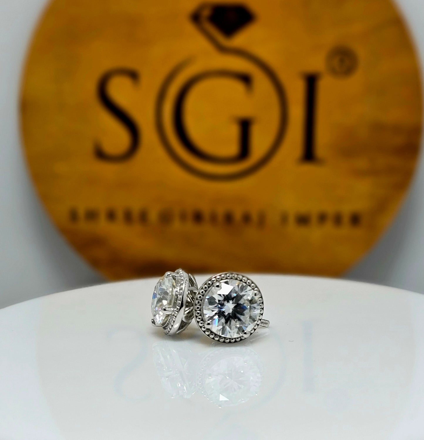 4ctw Moissanite Stud Earrings: White Gold Solitaire D VVS1
