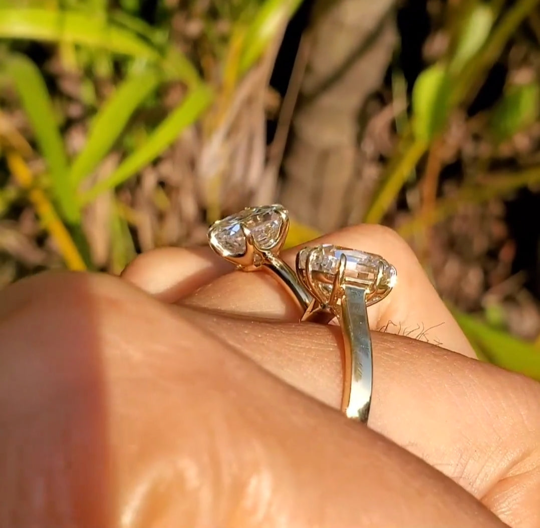 11mm Old European cut White Moissanite Diamond Engagement Rings With 14k Yellow Gold