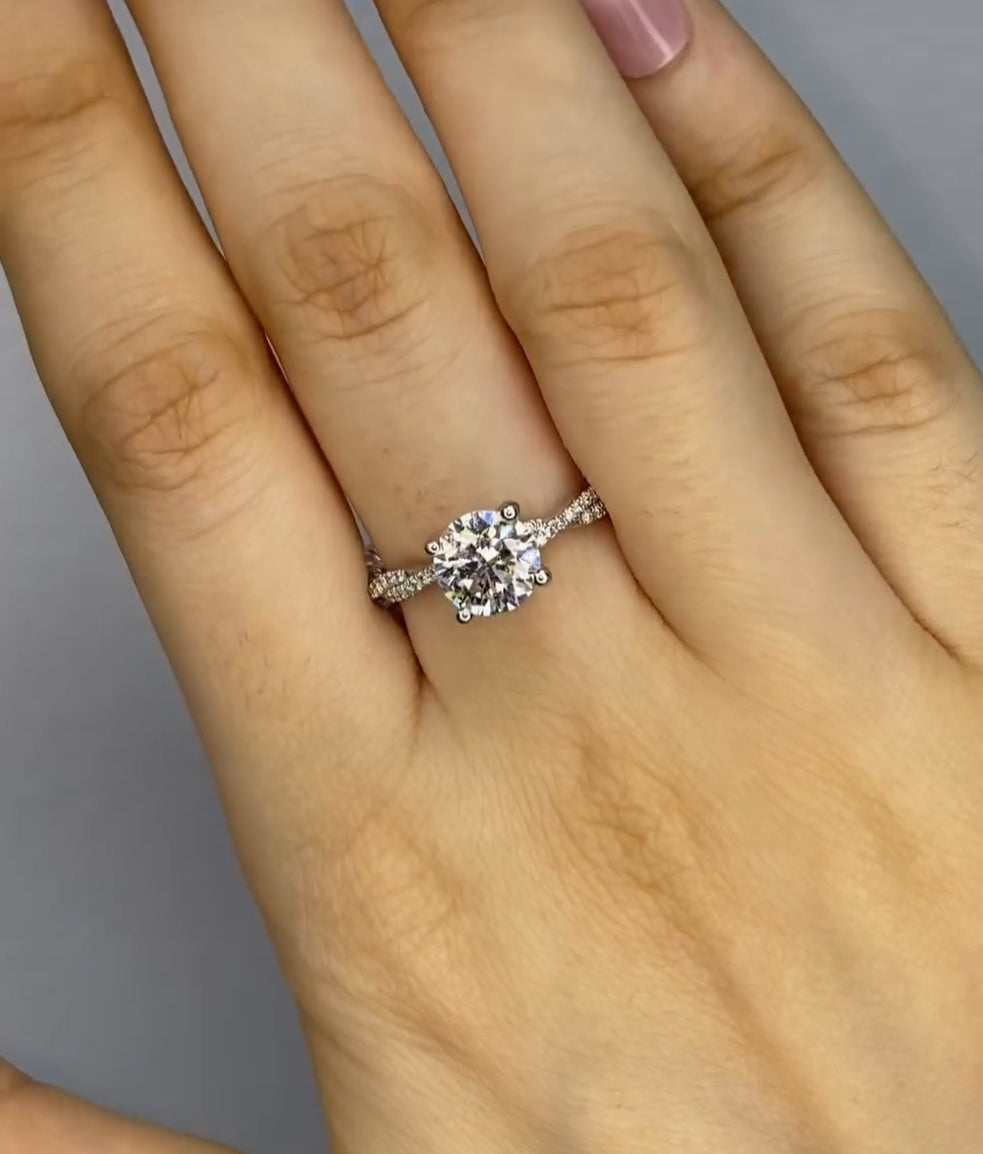 2ctw E VVS2 Round Lab Grown Diamond Engagement Ring with 14k White Gold