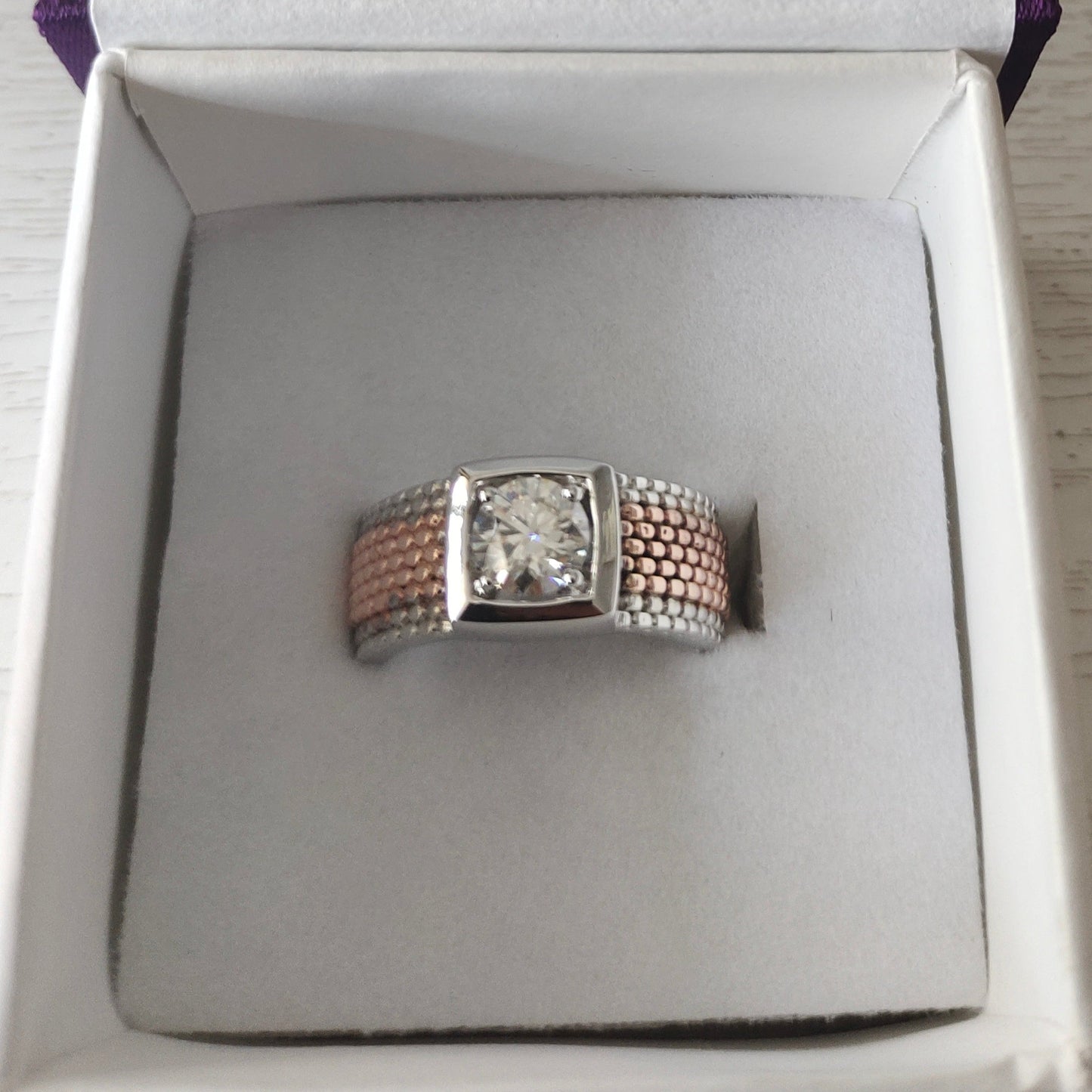 925 Sterling Silver Mans Ring With 1 Ct Moissanite Diamond