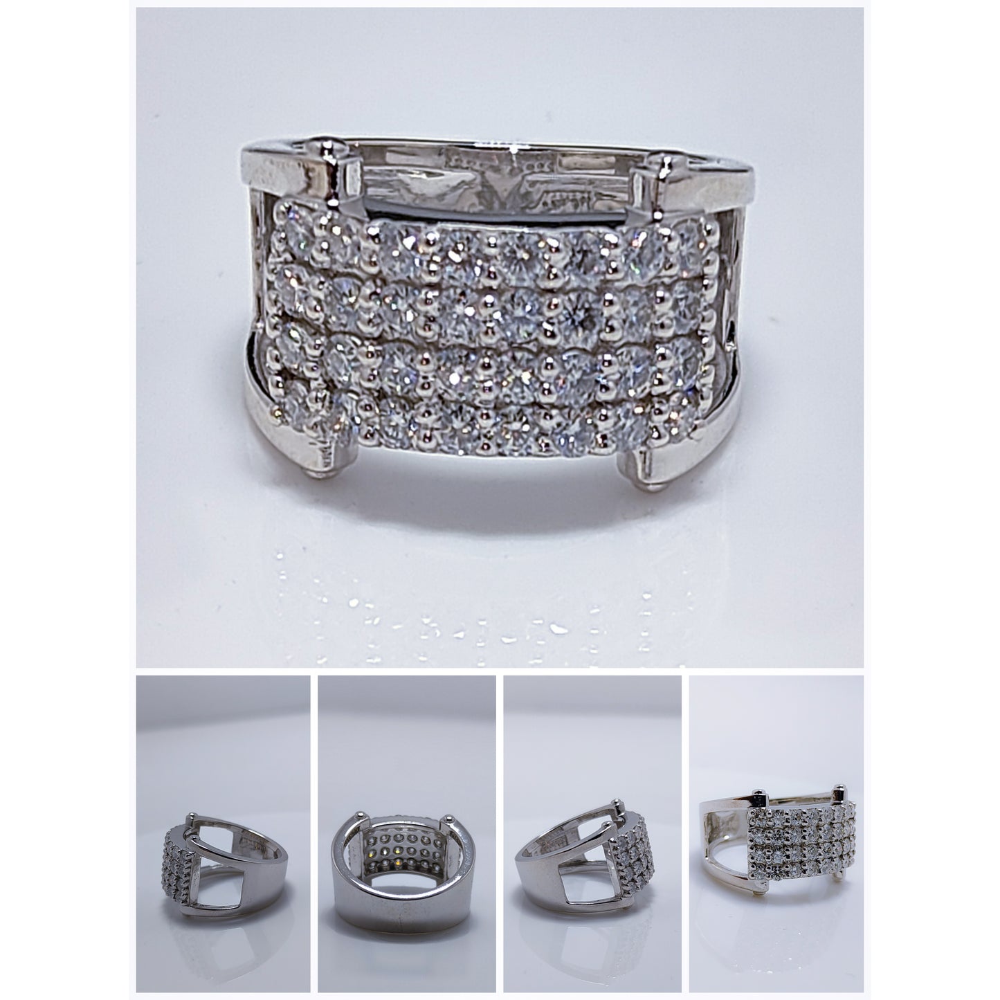 1.70ctw 2.4mm Round White Moissanite Diamond Man's Ring With 925 Sterling Silver