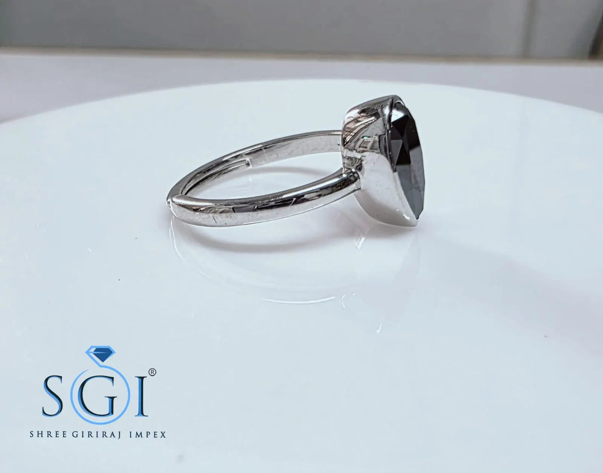 1.25CT Black Pear Moissanite Ring, 5x10mm Pear Cut Black Gemstone, 925 Sterling Silver Gothic Ring, Alternative Engagement Jewelry