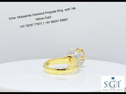 5ctw Moissanite Diamond Propose Ring With 14k Yellow Gold