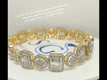 10ctw EF VVS VS Labgrown Diamond Bracelet with 18k yellow gold