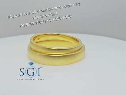 0.25ctw E VS1 lab Grown diamond Heart Couple Ring With Yellow Gold Engagement,  Wedding, Gifts, Propose Ring