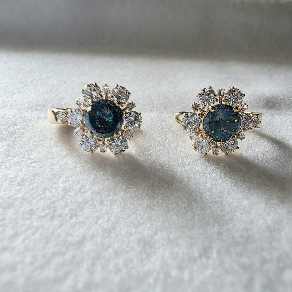 Luxury 18K Gold Earrings 2CT Portuguese Cut Moissanite Center 2.50 CTW Lab-Grown Diamond Side Stones Premium Fine Jewelry