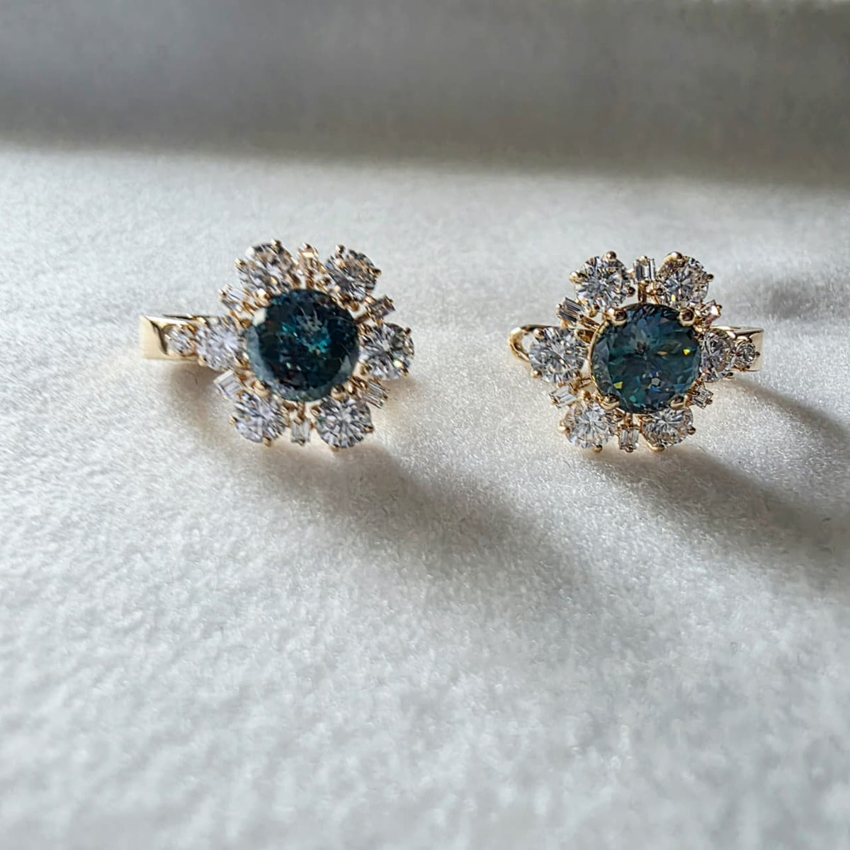 Luxury 18K Gold Earrings 2CT Portuguese Cut Moissanite Center 2.50 CTW Lab-Grown Diamond Side Stones Premium Fine Jewelry