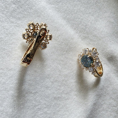 Luxury 18K Gold Earrings 2CT Portuguese Cut Moissanite Center 2.50 CTW Lab-Grown Diamond Side Stones Premium Fine Jewelry