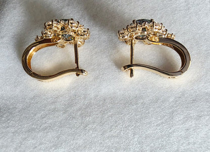 Luxury 18K Gold Earrings 2CT Portuguese Cut Moissanite Center 2.50 CTW Lab-Grown Diamond Side Stones Premium Fine Jewelry