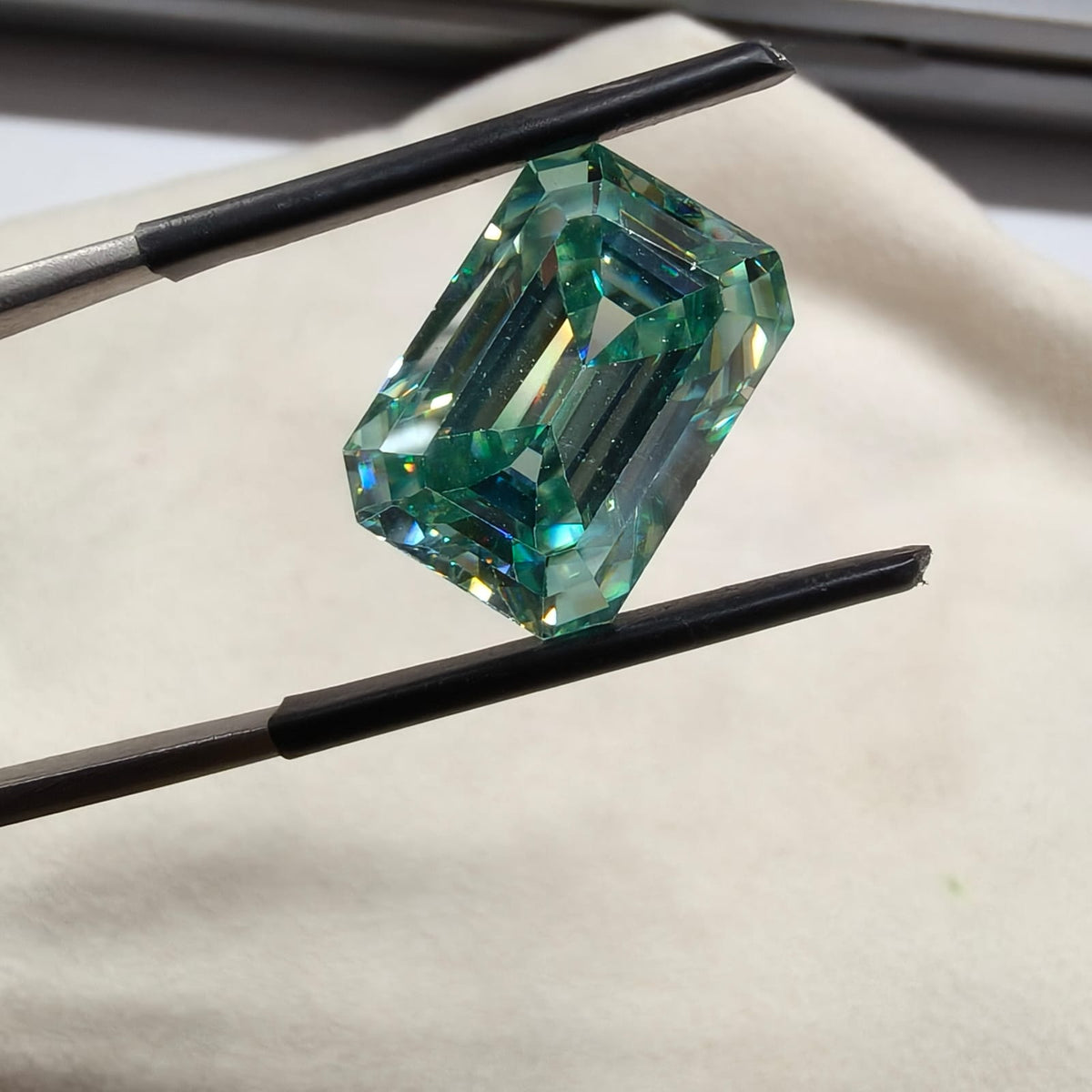 10.35 CT Blue Moissanite Emerald Cut 10.5×15mm Premium Loose Gemstone  SGI