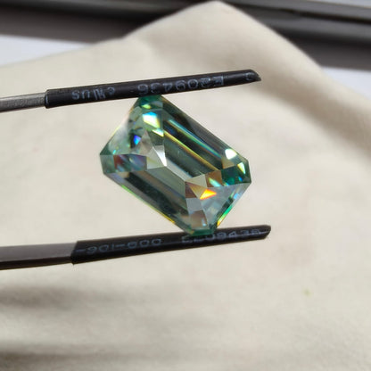 10.35 CT Blue Moissanite Emerald Cut 10.5×15mm Premium Loose Gemstone  SGI
