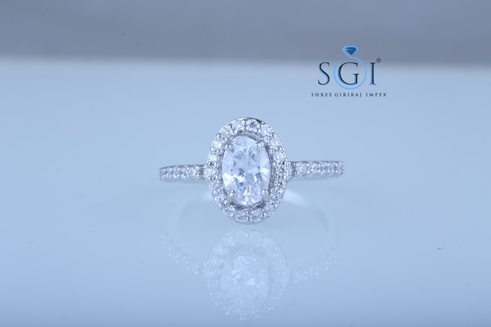 3ct Oval cut Moissanite Diamond with Scrolls in Yellow Gold Halo