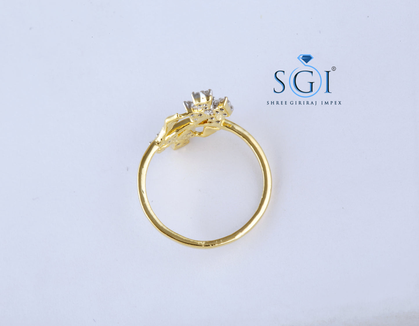 1.50ctw EF VVS VS Lab Grown Round Cut Diamond Twin Flowers Diamond Ring, Floral Pattern Diamond Rings In 14K Yellow God For Ladies, Bridal Ring Collection For Womens
