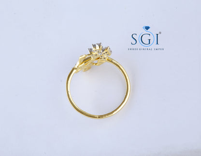 1.50ctw EF VVS VS Lab Grown Round Cut Diamond Twin Flowers Diamond Ring, Floral Pattern Diamond Rings In 14K Yellow God For Ladies, Bridal Ring Collection For Womens