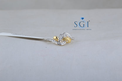 0.30ctw EF VVS VS Lab Grown Round Cut Natural Diamond Studded Ladies Ring, Two Tone Gold Diamond Ring, Party Wear Womens Ring In 18K Yellow Gold