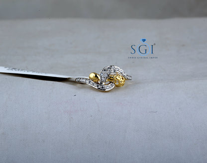 0.30ctw EF VVS VS Lab Grown Round Cut Natural Diamond Studded Ladies Ring, Two Tone Gold Diamond Ring, Party Wear Womens Ring In 18K Yellow Gold