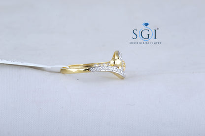 0.30ctw EF VVS VS Lab Grown Round Cut Natural Diamond Studded Ladies Ring, Two Tone Gold Diamond Ring, Party Wear Womens Ring In 18K Yellow Gold